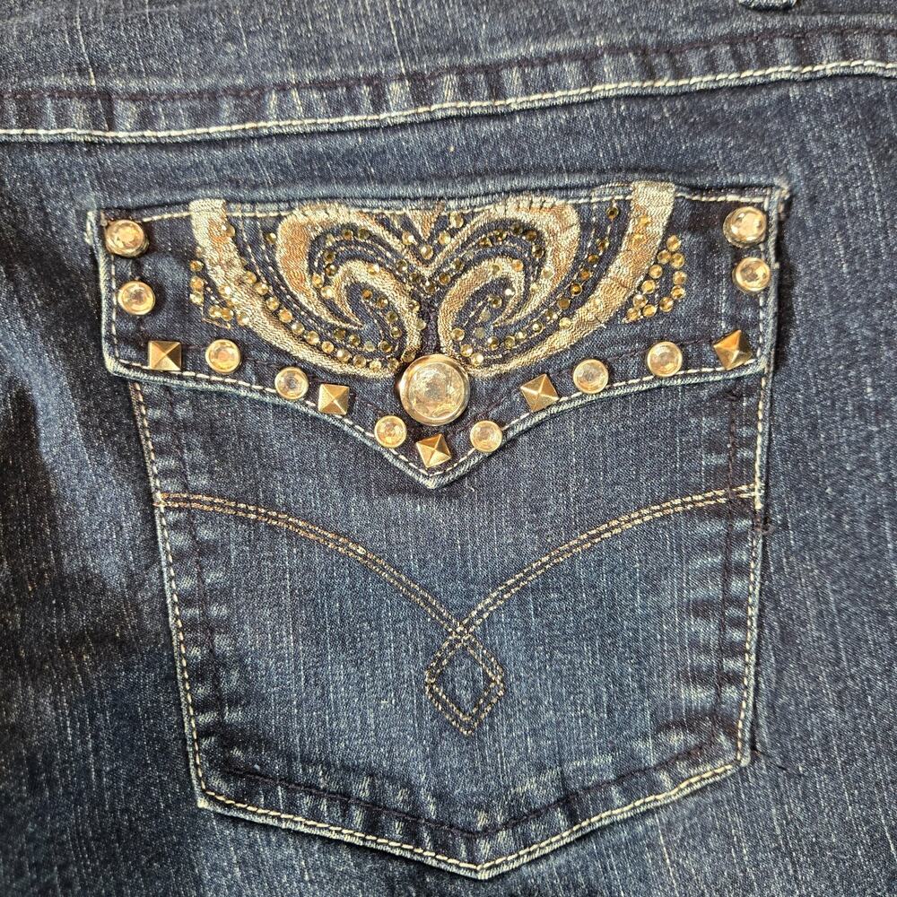 HipStar Womens Jeans 22 Medium Wash Stretch Denim Bedazzled Jeweled - Picture 14 of 14